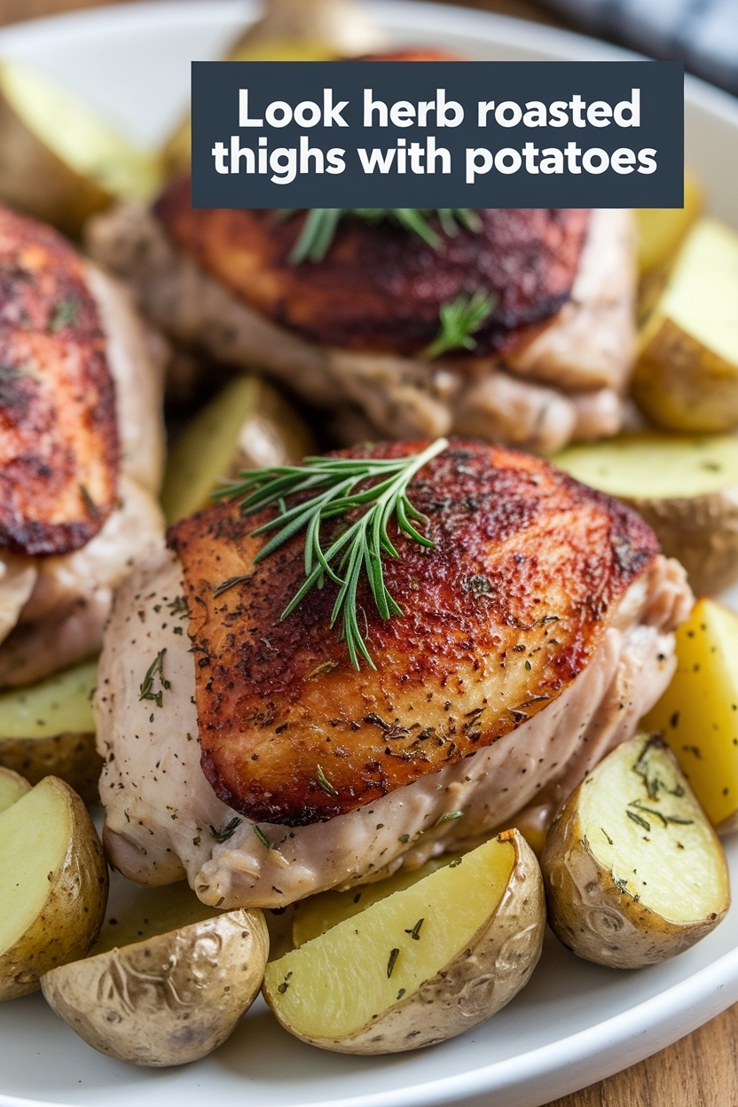 herb roasted chicken thighs with potatoes