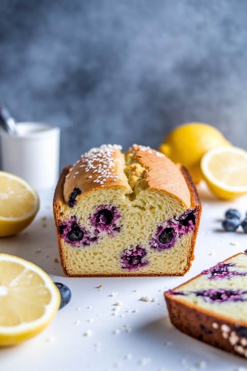 lemon blueberry sourdough quick loaf