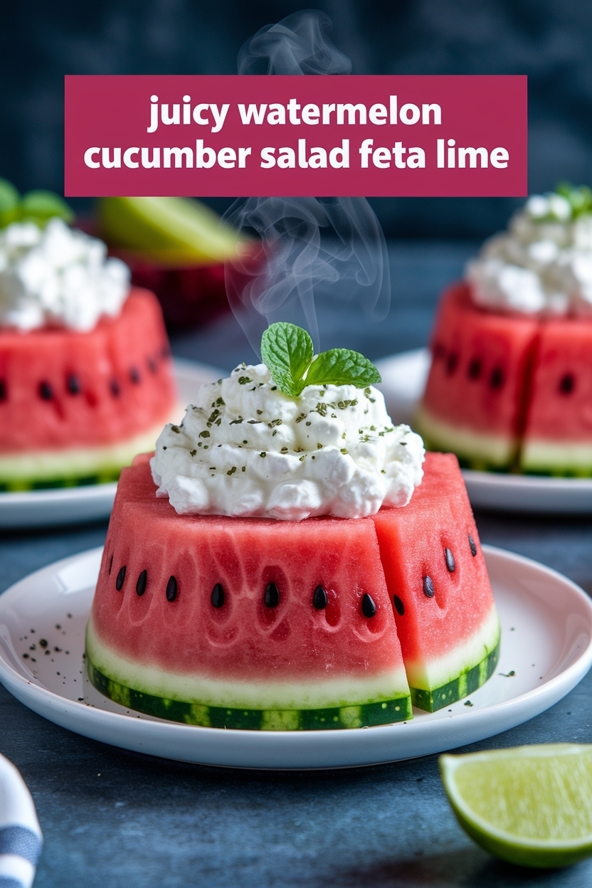 watermelon cucumber salad feta lime