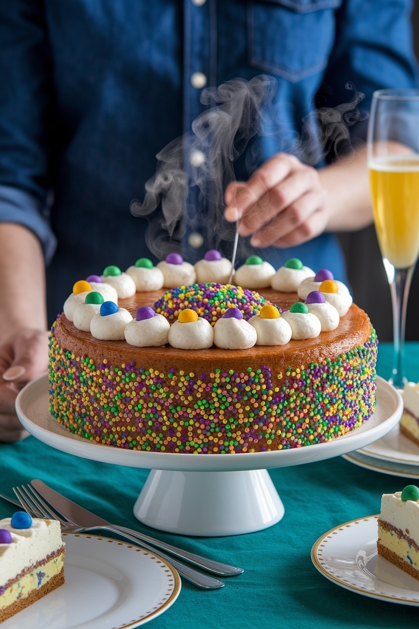 mardi gras king cake with cream cheese