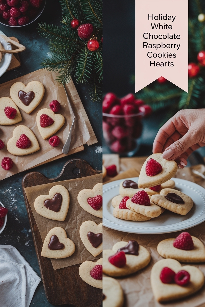 white chocolate raspberry cookies hearts