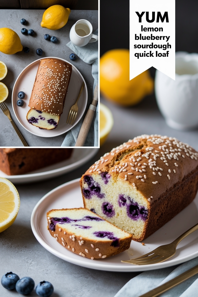 lemon blueberry sourdough quick loaf