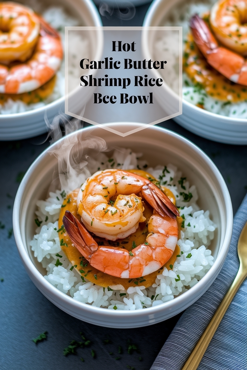 garlic butter shrimp rice bowl