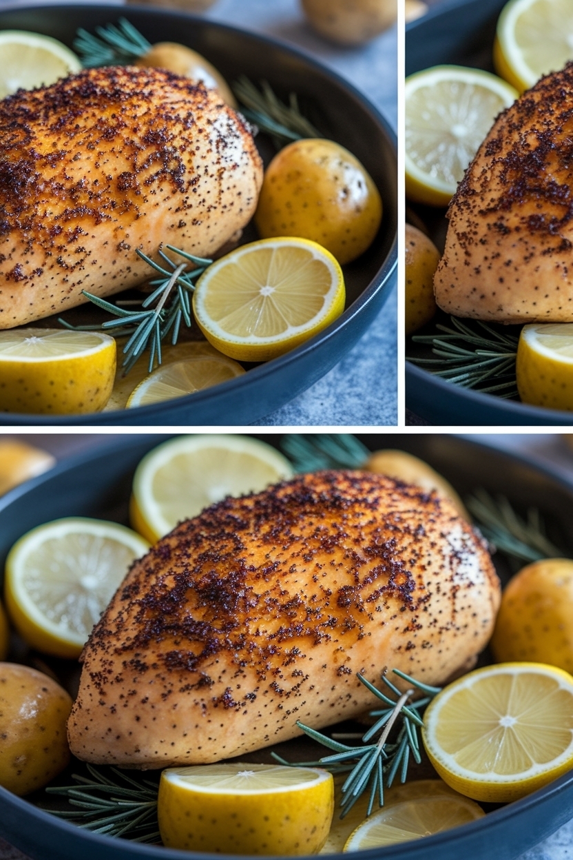 lemon garlic chicken and potatoes baked