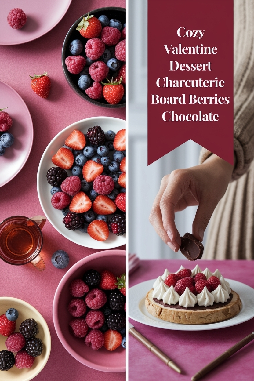 valentine dessert charcuterie board berries chocolate