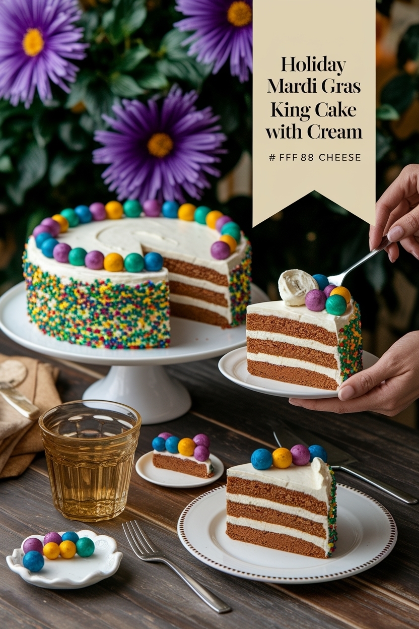 mardi gras king cake with cream cheese