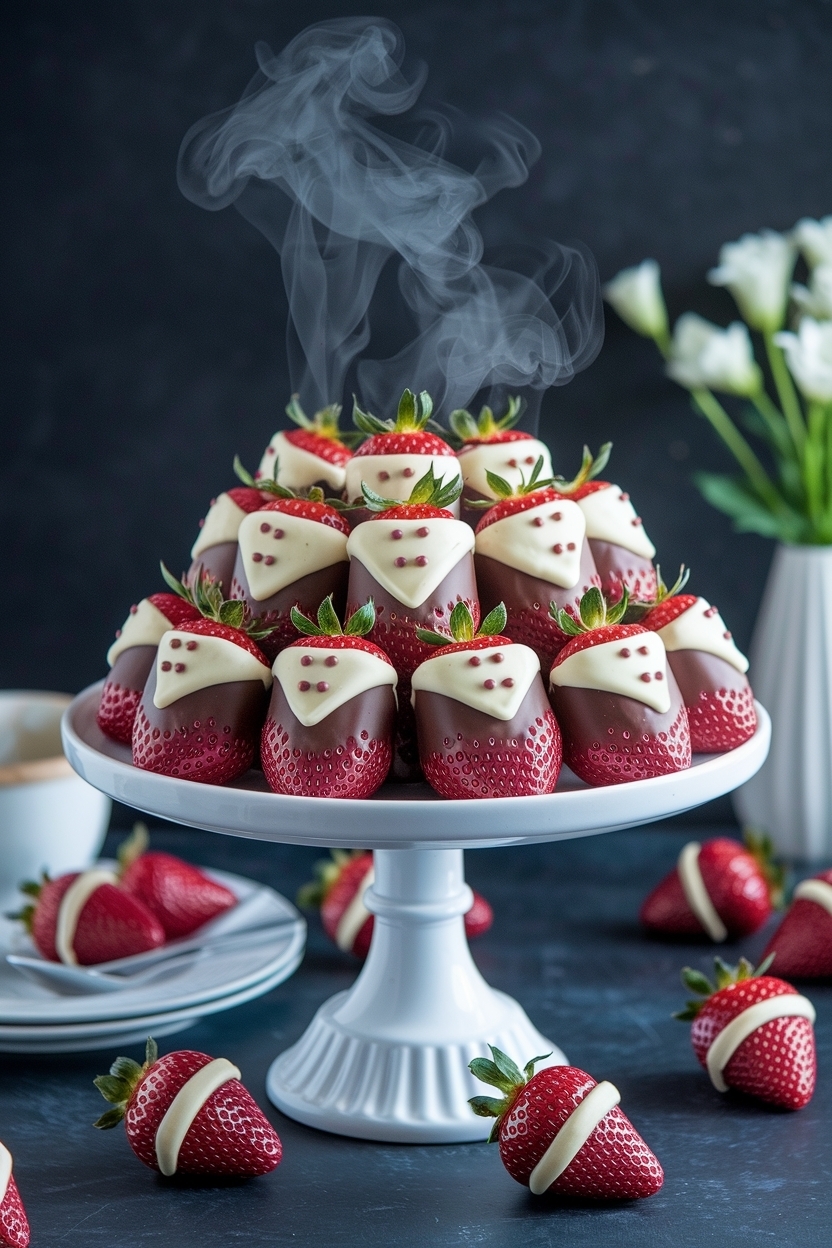 valentine chocolate strawberries tuxedo