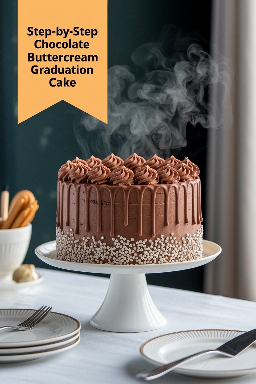 chocolate buttercream graduation cake