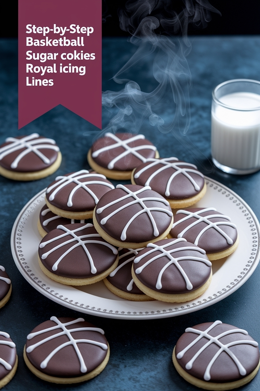 basketball sugar cookies royal icing lines