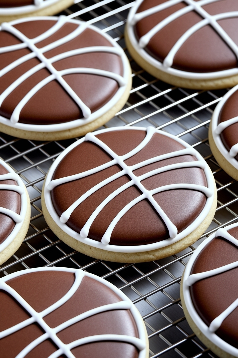 basketball sugar cookies royal icing lines