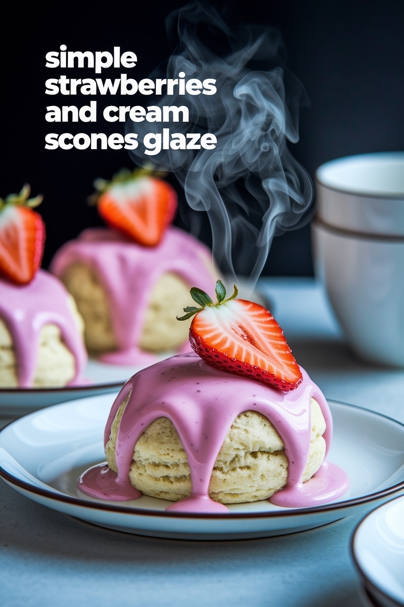 strawberries and cream scones glaze