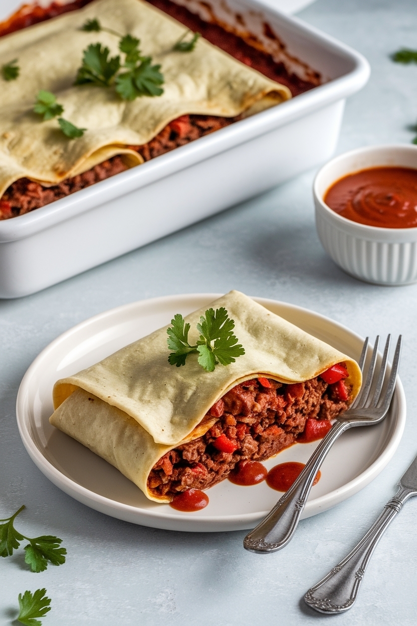 ground beef enchiladas red sauce 9x13