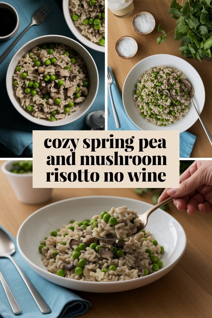 spring pea and mushroom risotto no wine