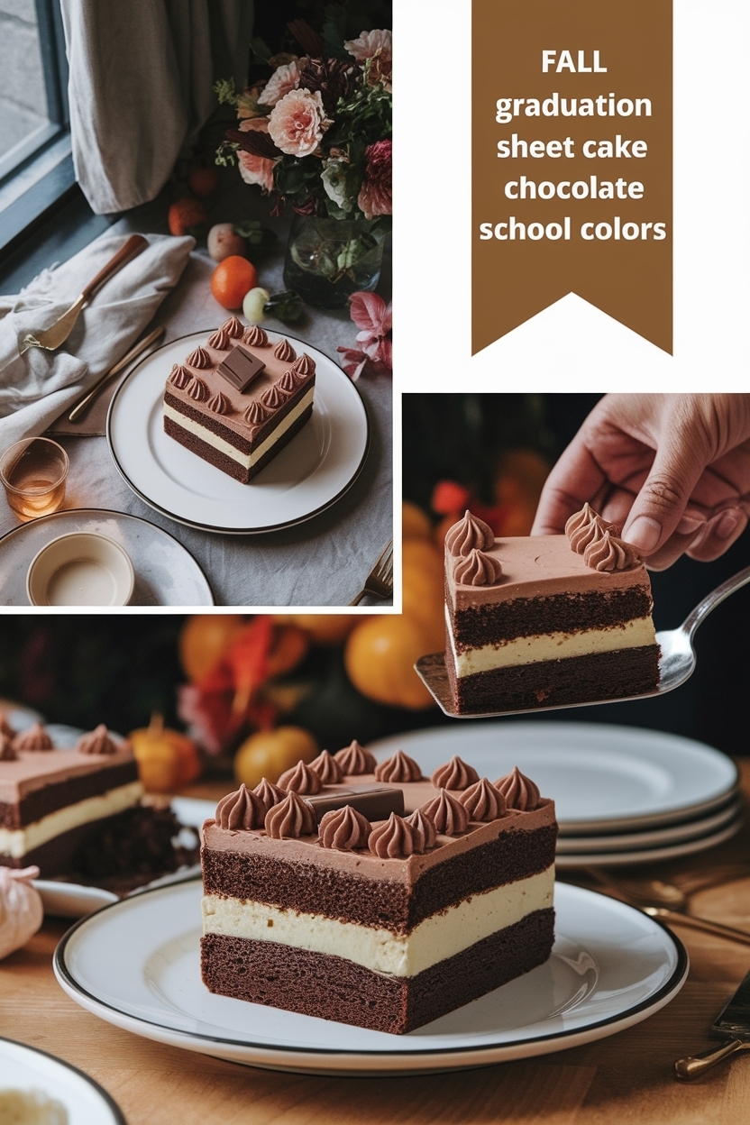 graduation sheet cake chocolate school colors