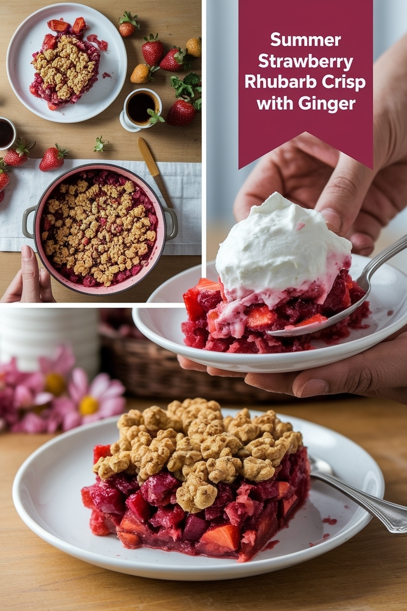 strawberry rhubarb crisp with ginger