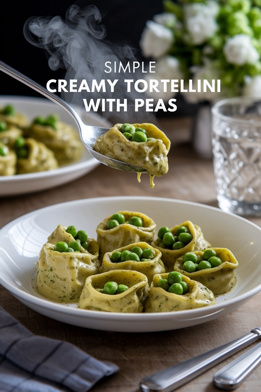 creamy pesto tortellini with peas