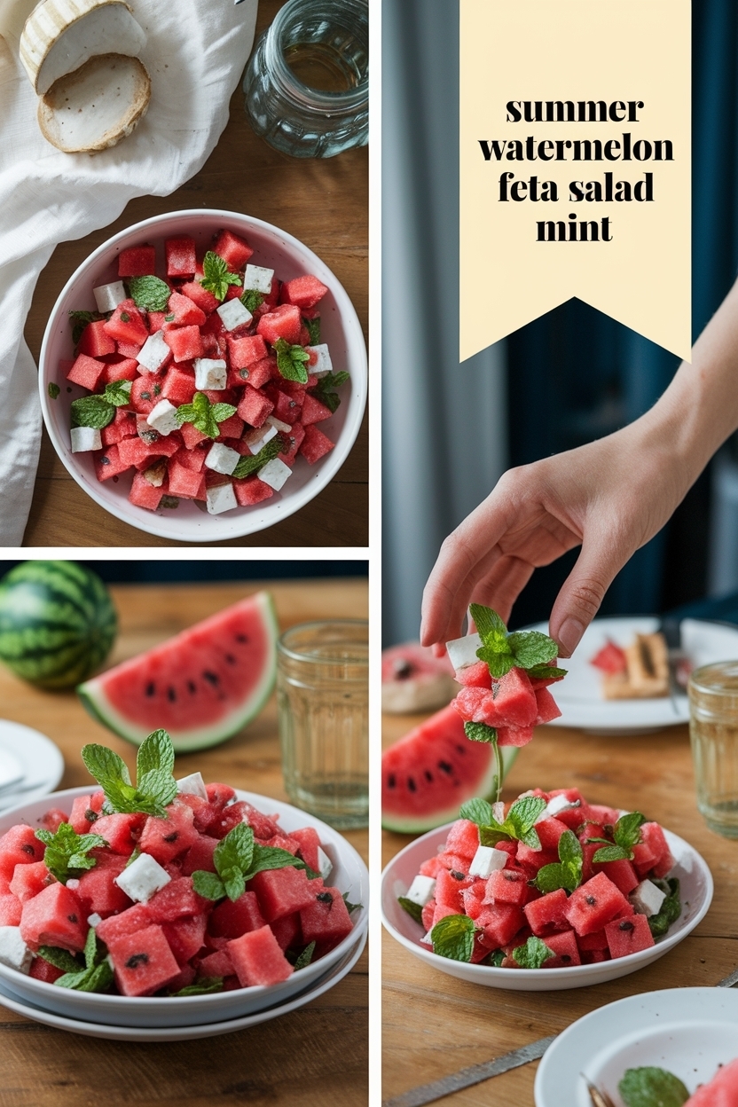 watermelon feta salad mint