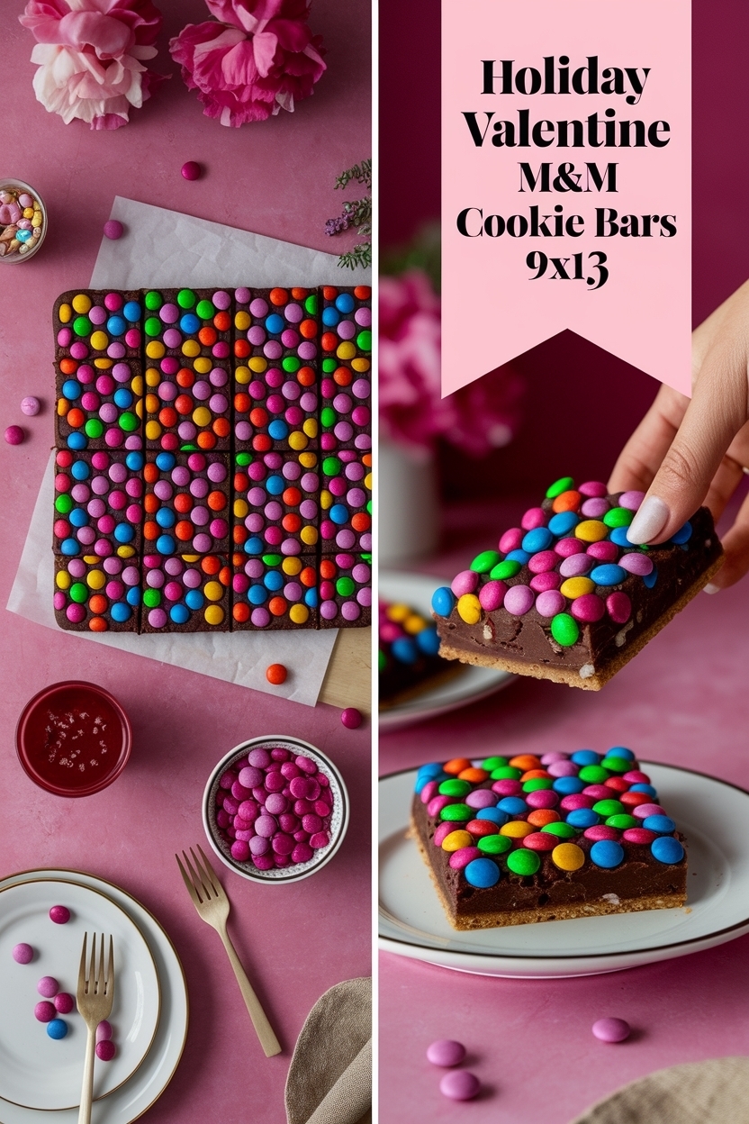 valentine m&m cookie bars 9x13