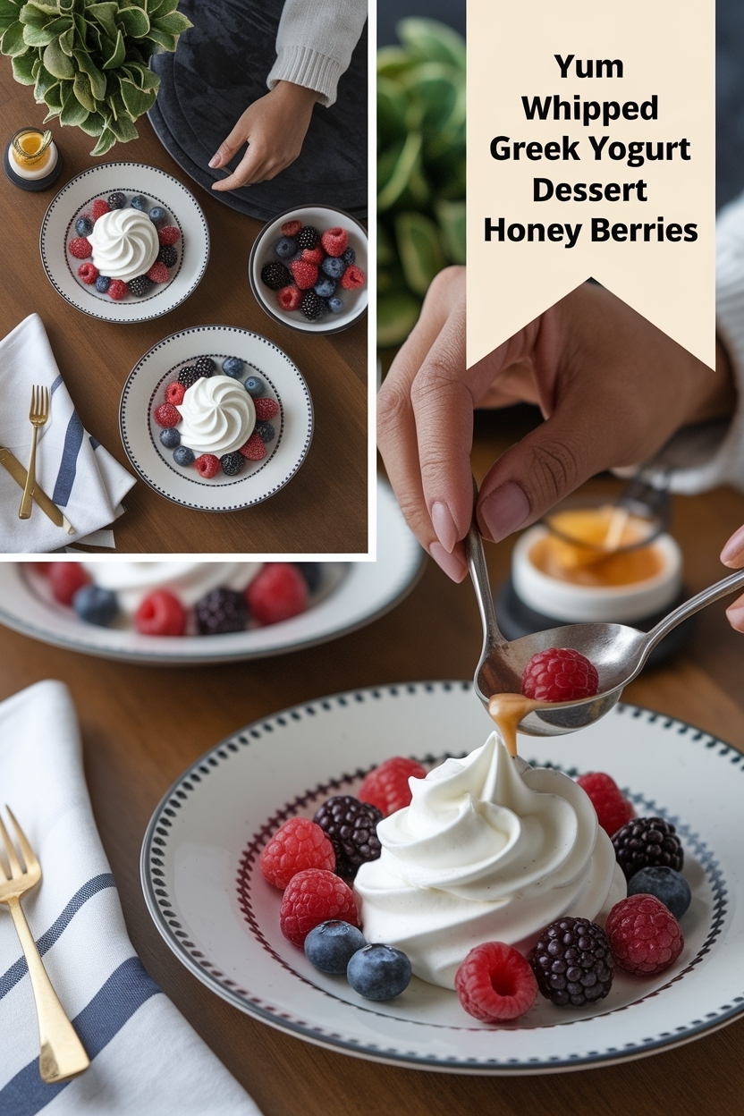 whipped greek yogurt dessert honey berries