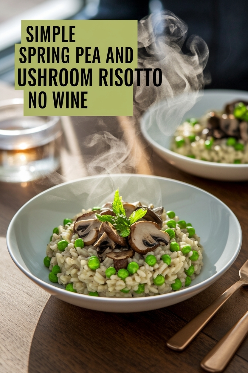 spring pea and mushroom risotto no wine