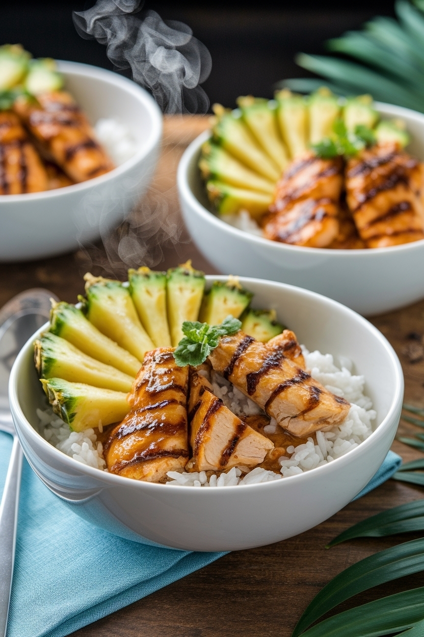 hawaiian chicken pineapple bowls teriyaki