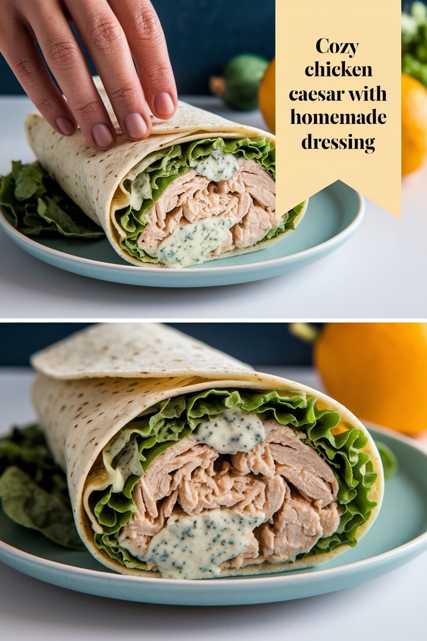 chicken caesar wrap with homemade dressing