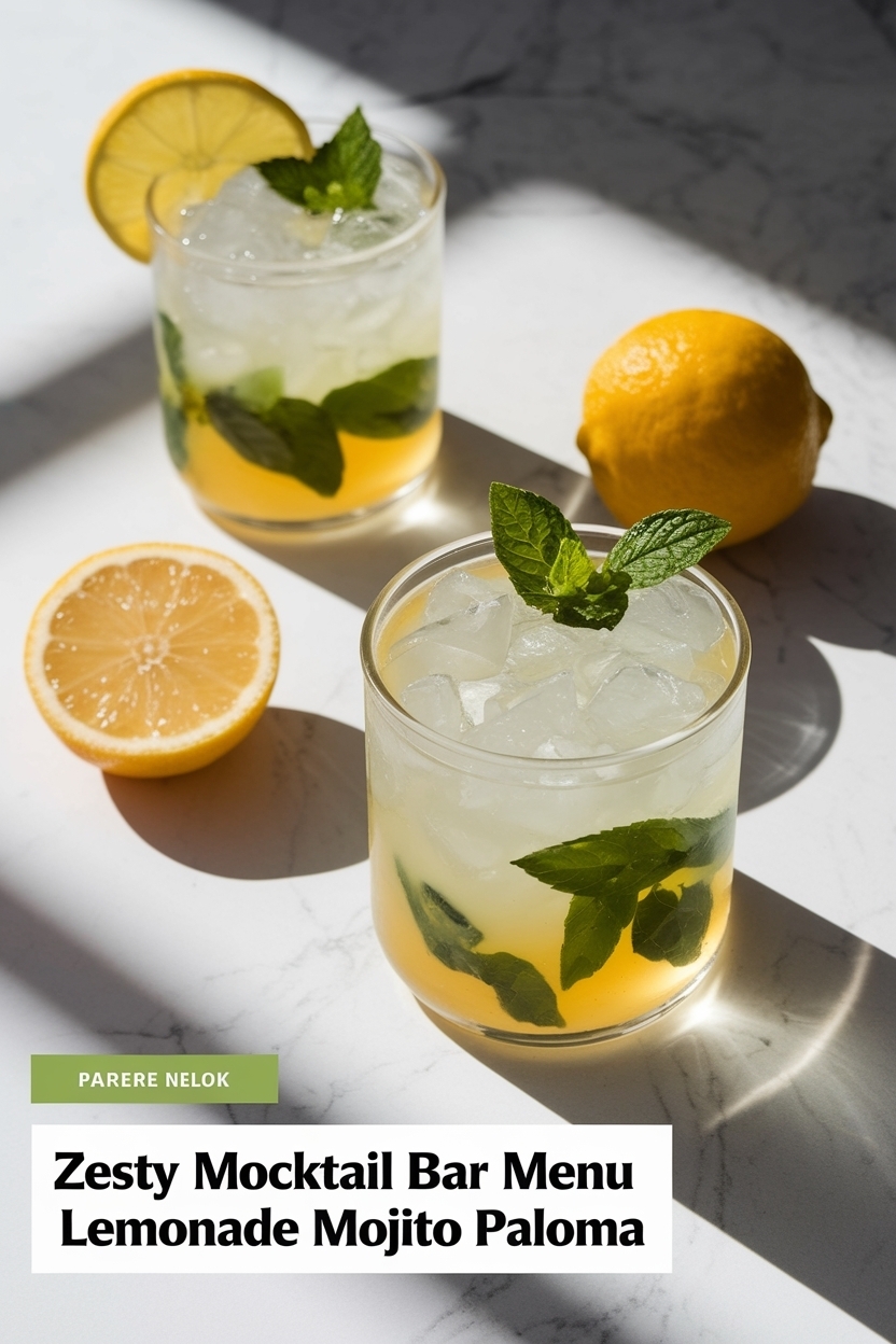 mocktail bar menu lemonade mojito paloma