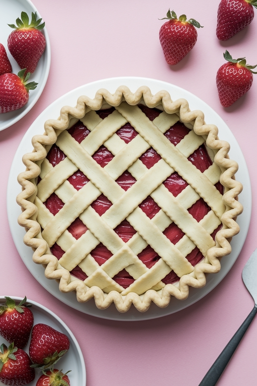 strawberry rhubarb pie lattice crust