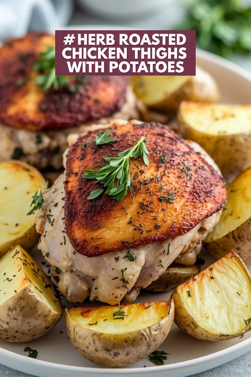 herb roasted chicken thighs with potatoes