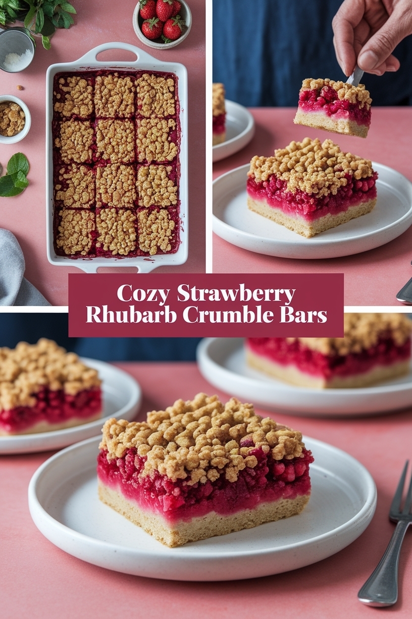 strawberry rhubarb crumble bars