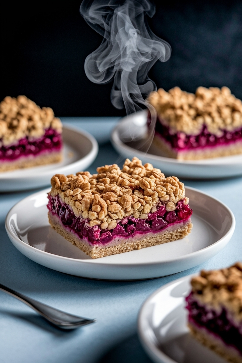 mulberry crumble bars oat streusel