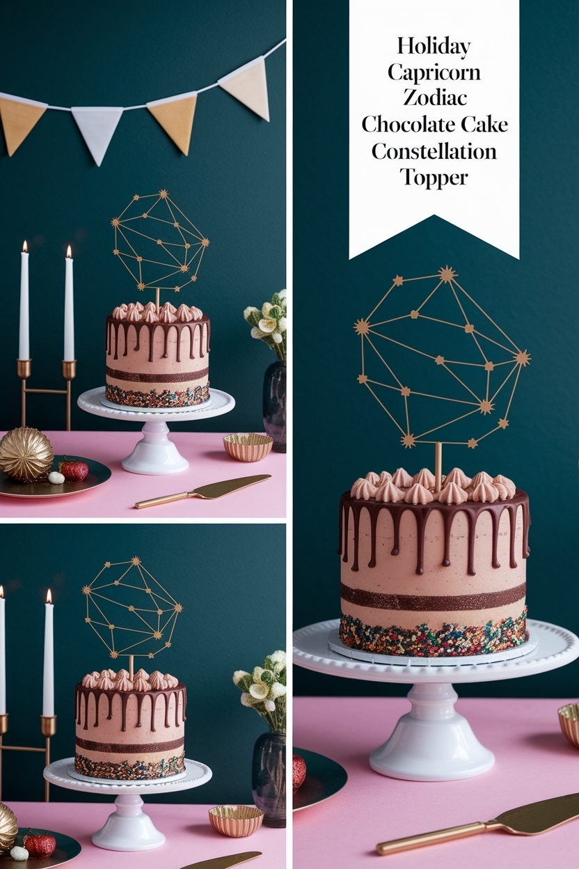 capricorn zodiac chocolate cake constellation topper