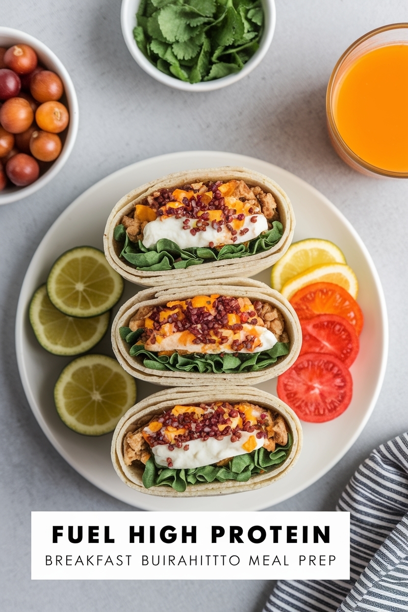 high protein breakfast burrito meal prep
