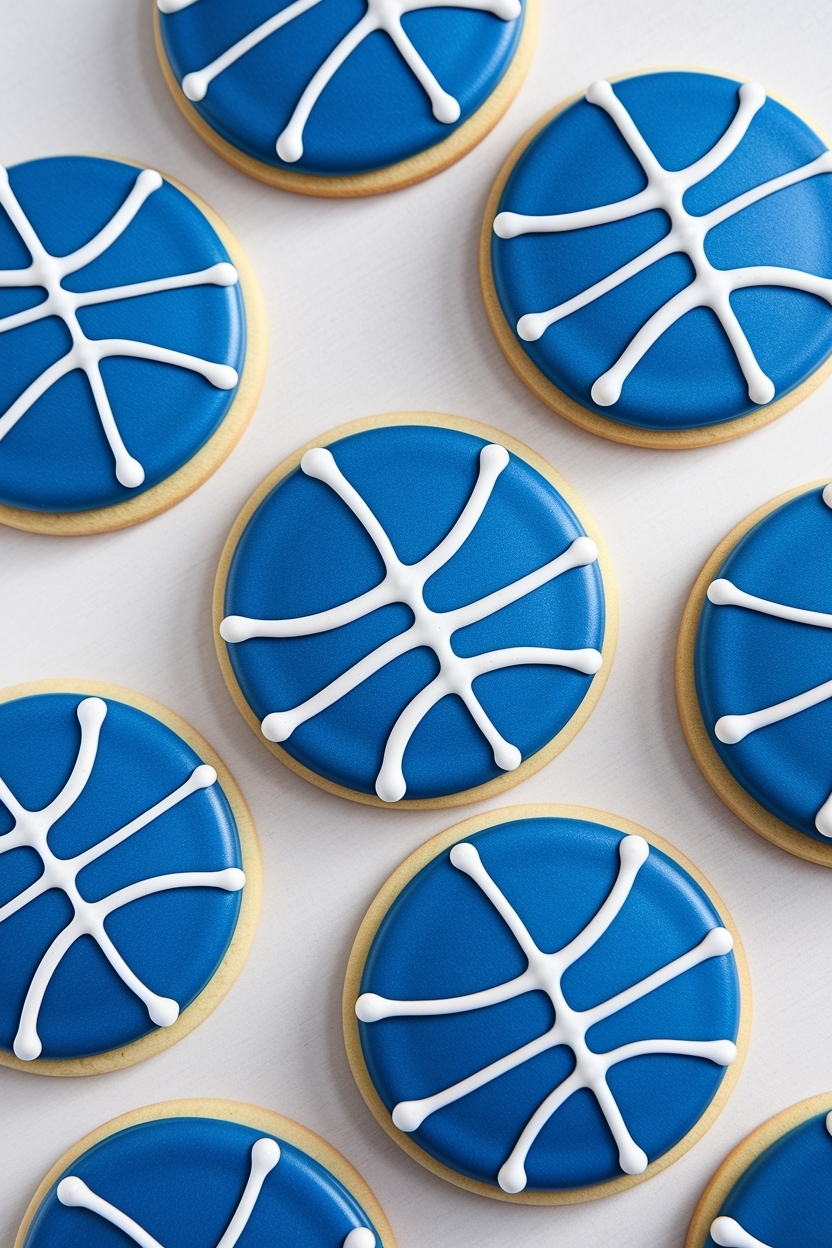 basketball sugar cookies royal icing lines