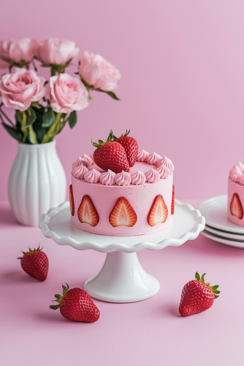 strawberry heart mini cakes 4 inch