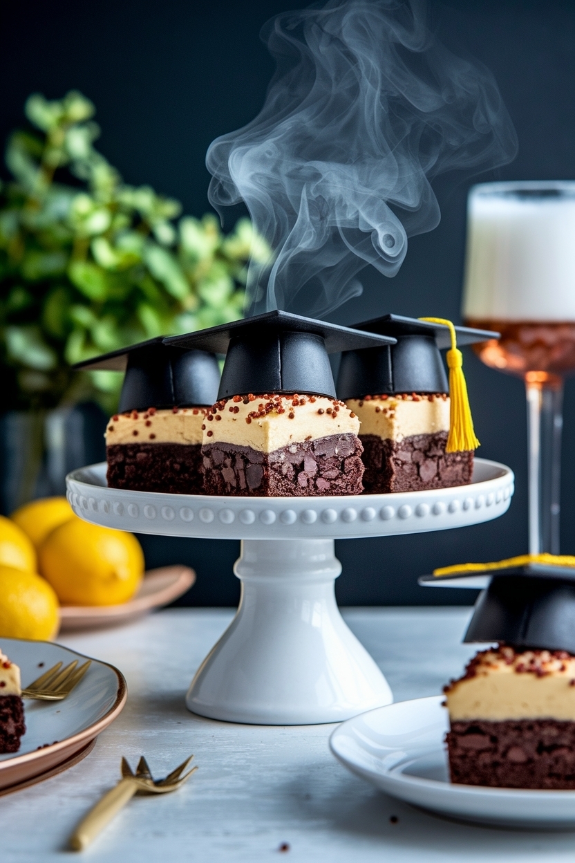 graduation brownie bites with caps