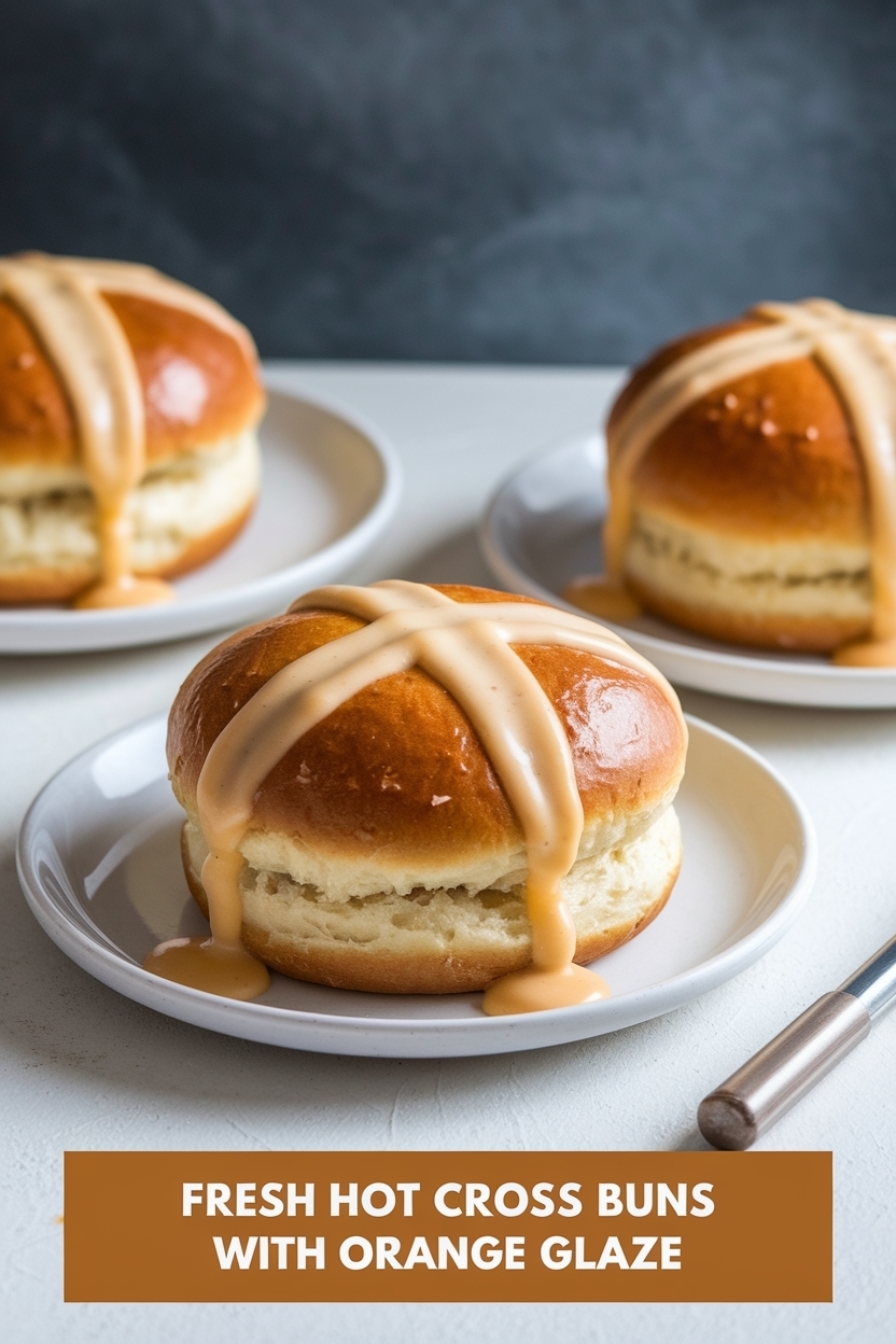 hot cross buns with orange glaze