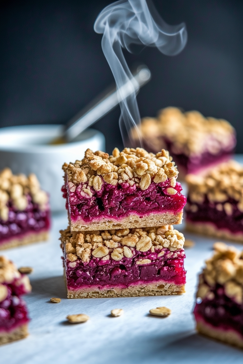 mulberry crumble bars oat streusel
