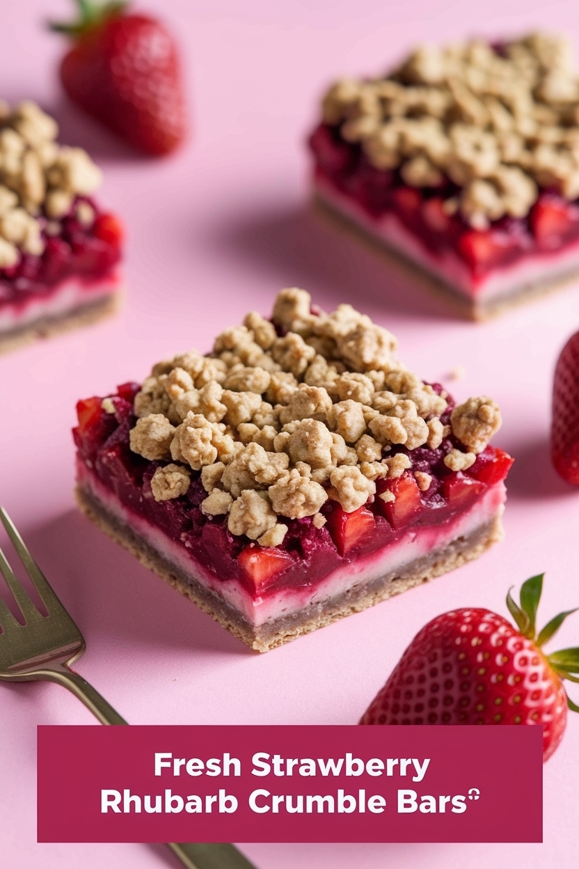 strawberry rhubarb crumble bars