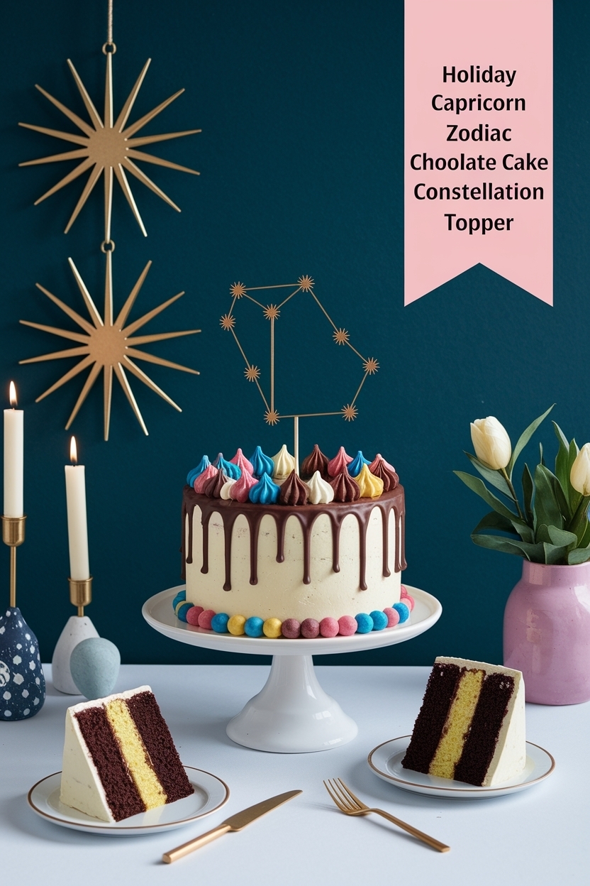 capricorn zodiac chocolate cake constellation topper