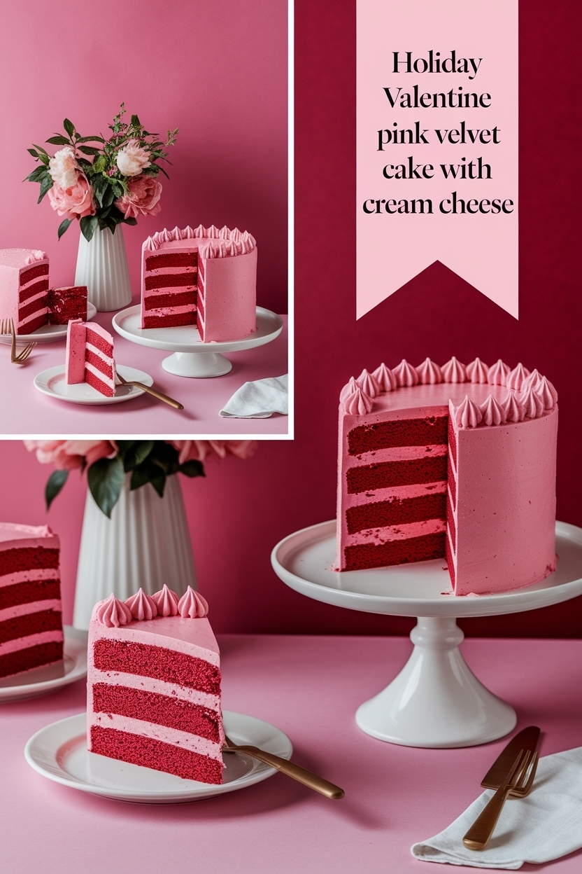 valentine pink velvet cake with cream cheese