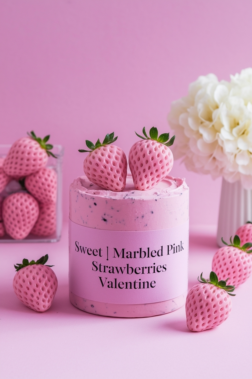 marbled pink strawberries valentine