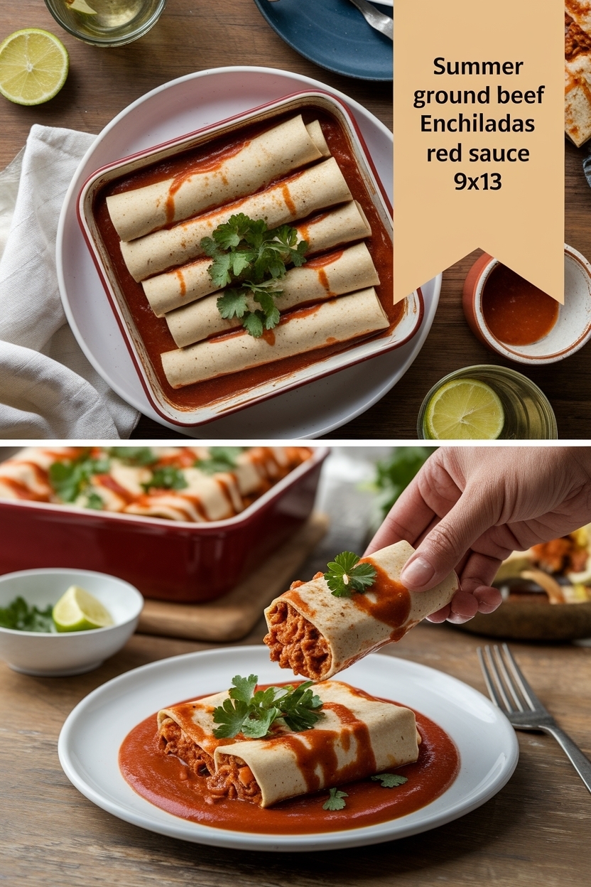 ground beef enchiladas red sauce 9x13