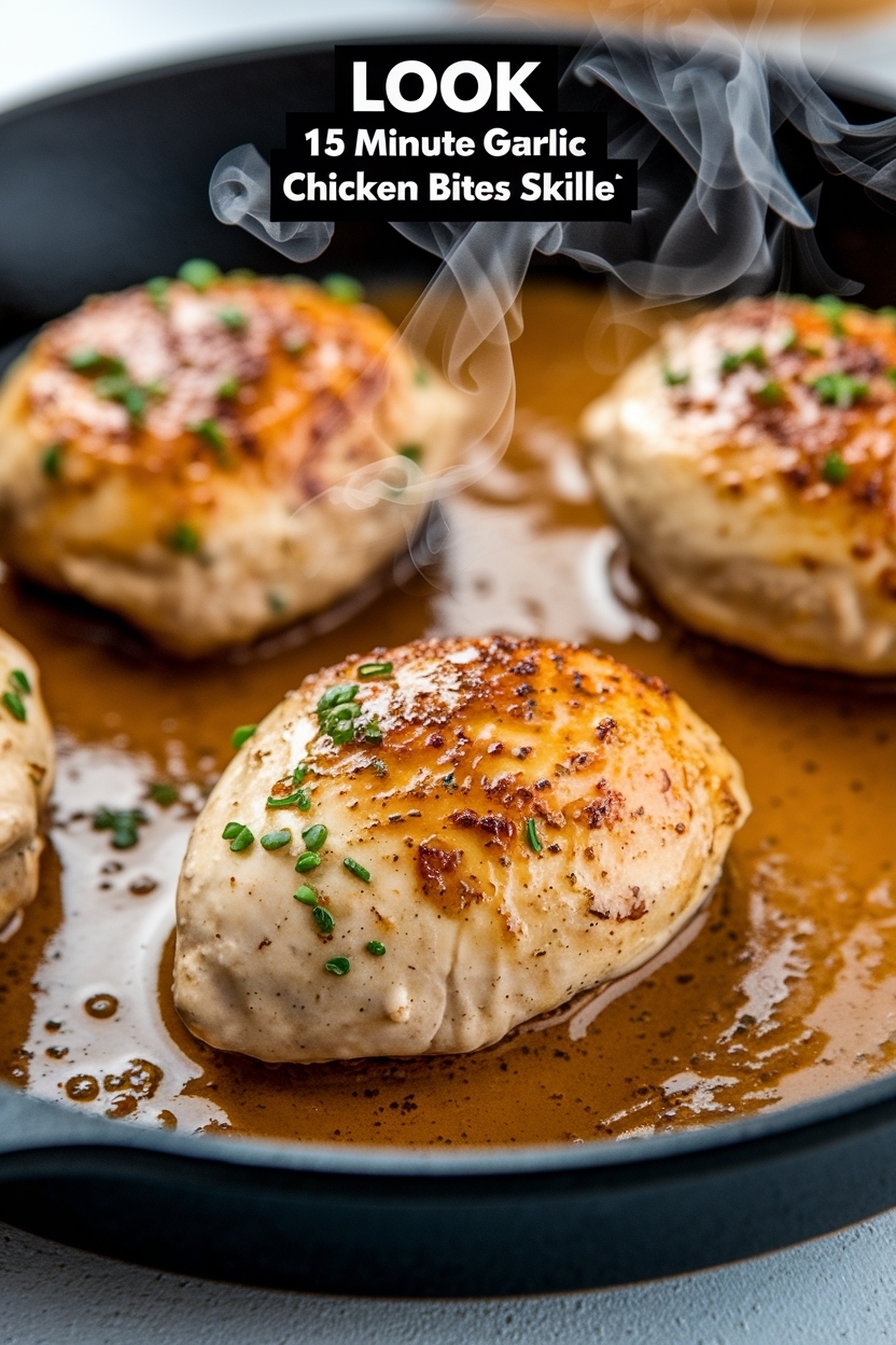 15 minute garlic butter chicken bites skillet