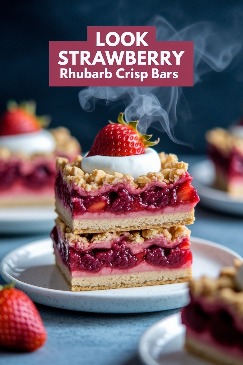 strawberry rhubarb crisp bars