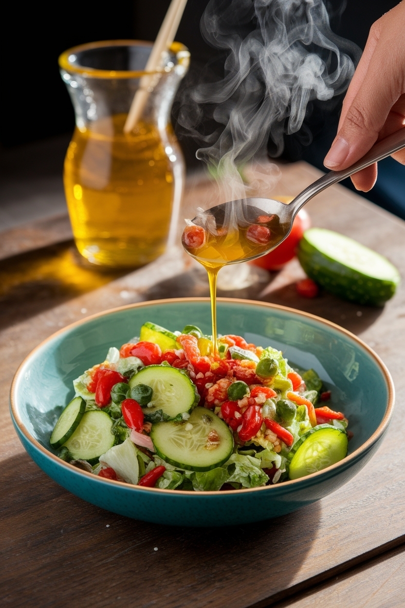 crunchy cucumber smash salad chili oil