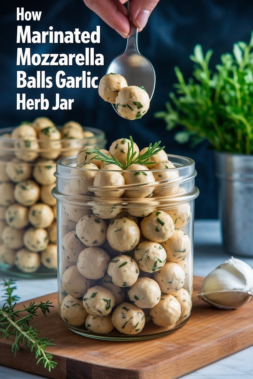 marinated mozzarella balls garlic herb jar