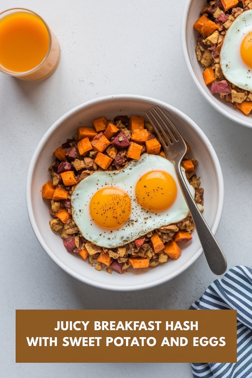 breakfast hash with sweet potato and eggs
