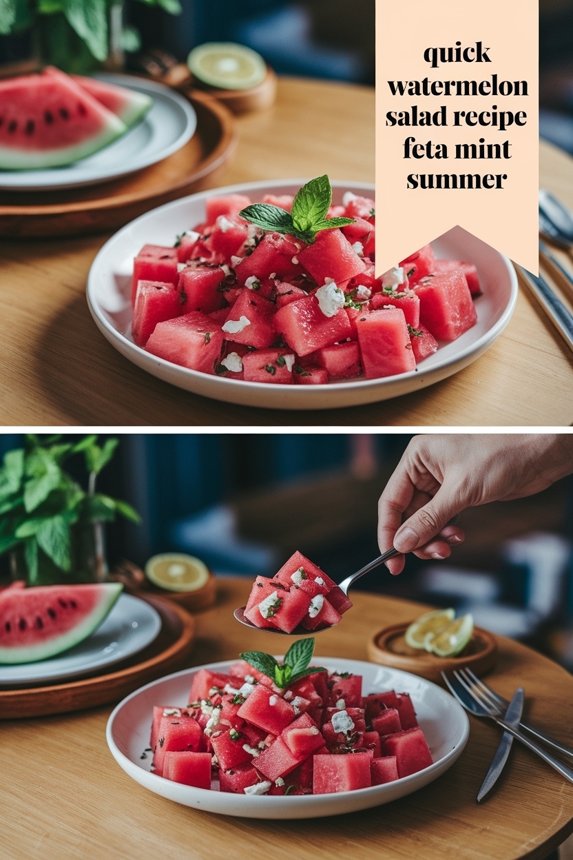 watermelon salad recipe feta mint summer