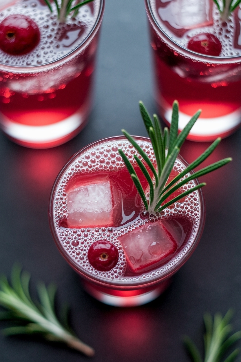 cranberry rosemary spritz mocktail